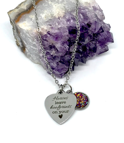 “Horses leave hoofprints on your 🖤” 3-in-1 Necklace (Stainless Steel)