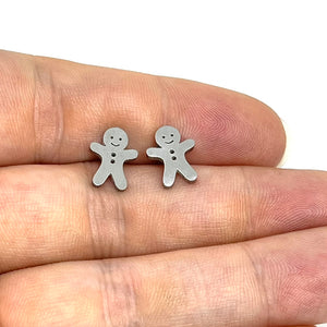 Gingerbread Man Studs (Silver Stainless Steel)