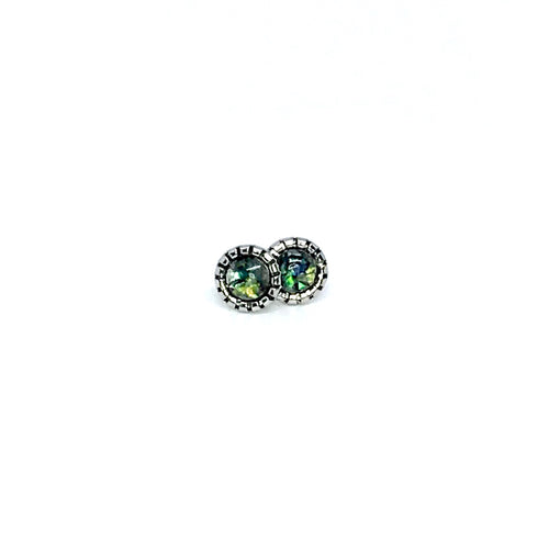 6mm Black Faux Opal Stud