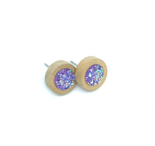 Load image into Gallery viewer, 8mm Purple Druzy Studs