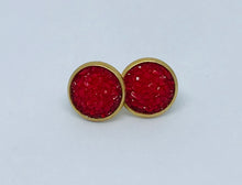 Load image into Gallery viewer, 10mm Red Druzy Studs