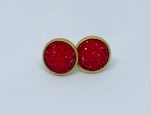 10mm Red Druzy Studs