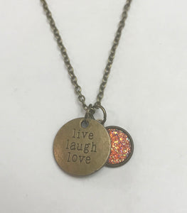 “live laugh love” Necklace (Antique Bronze)