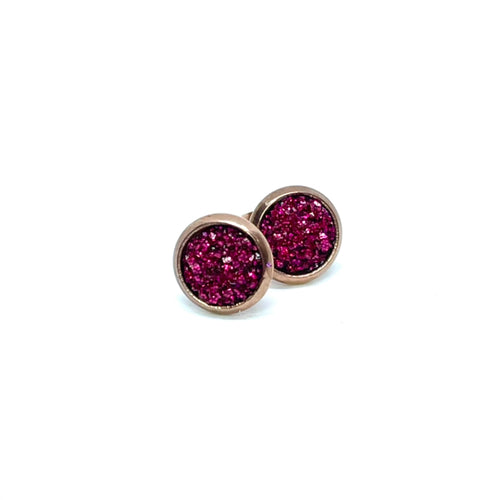 8mm Sangria Shimmer Druzy Studs