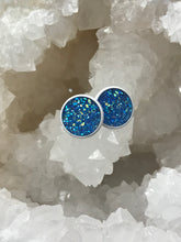 Load image into Gallery viewer, 12mm Sky Blue Druzy Studs