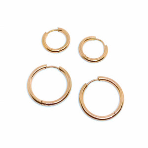 Rose Gold Sleeper Hoop Earrings (Stainless Steel)