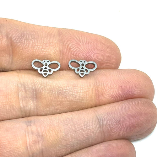 Silver Honeybee Studs (Stainless Steel)