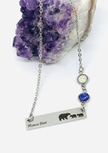 Load image into Gallery viewer, Mama Bear Birthstone Necklace with Two Cubs (Stainless Steel)