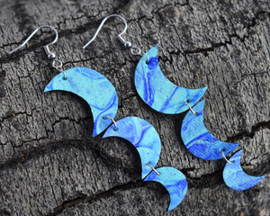Blue Moon Canvas Drop Earrings (Surgical Steel)