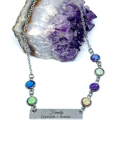 Family Necklace with Six Birthstones (Stainless Steel)