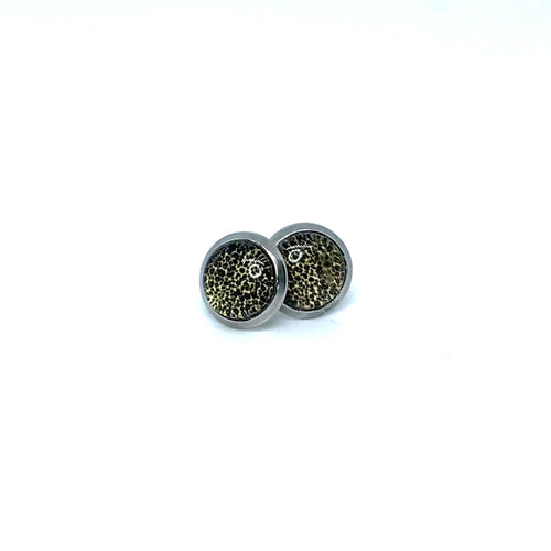 8mm Gold Leopard Print Studs (Stainless Steel)