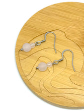 Load image into Gallery viewer, Dainty Matte Rose Quartz Drop Earrings