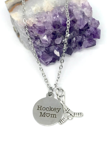 “Hockey Mom” 3-in-1 Charm Necklace (Stainless Steel)