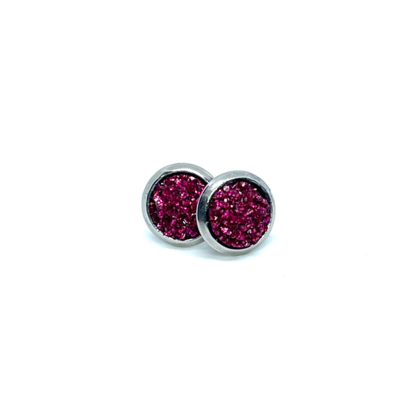 8mm Sangria Shimmer Druzy Studs