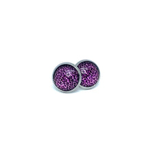 Load image into Gallery viewer, 10mm Purple Leopard Print Studs (Stainless Steel)