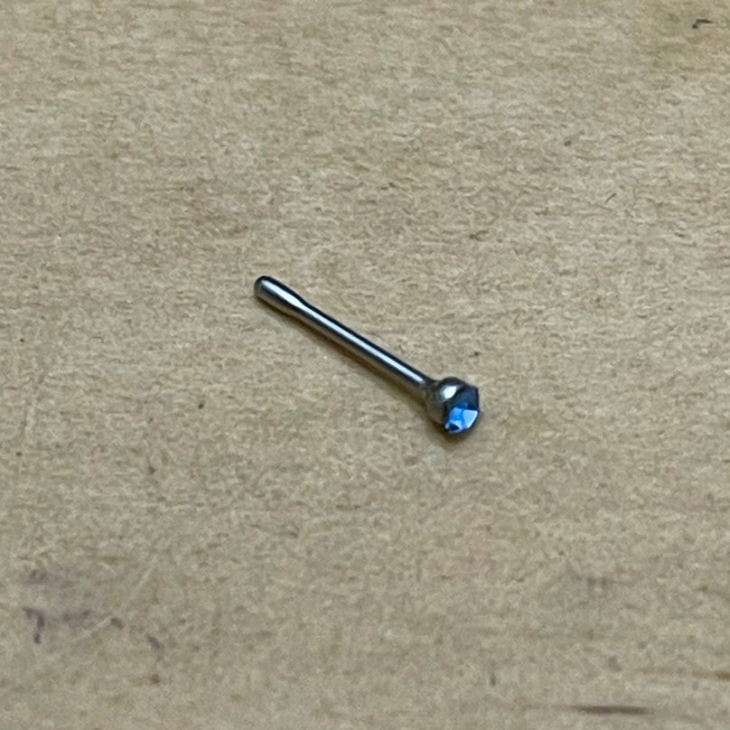 Aquamarine Crystal Nose Stud (Surgical Steel)