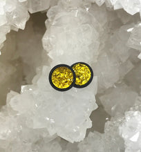 Load image into Gallery viewer, 8mm Sunshine Yellow Druzy Studs