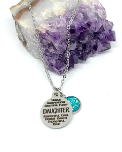 DAUGHTER Word Collage 3-in-1 Necklace (Stainless Steel)