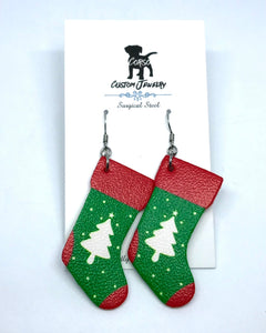 Christmas Tree Stocking Drop Earrings