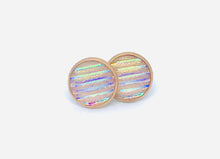 Load image into Gallery viewer, 12mm Striped Cotton Candy Druzy Studs (Stainless Steel)