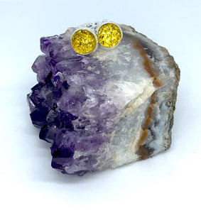 8mm Sunshine Yellow Druzy Clip-On Studs