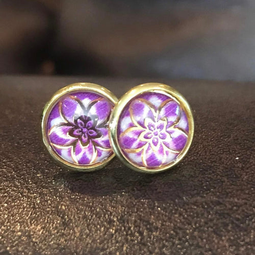 10mm Purple Flower Studs (Stainless Steel)