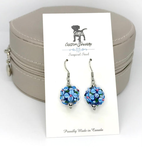 Spring Blossom Drop Earrings in Blue