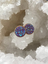 Load image into Gallery viewer, 12mm Bright Purple Druzy Studs