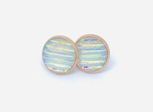 Load image into Gallery viewer, 12mm Striped White Druzy Studs (Stainless Steel)