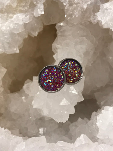 12mm Dark Pink Druzy