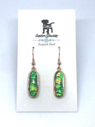 Blue and Green Foil Drop Earrings (Surgical Steel)