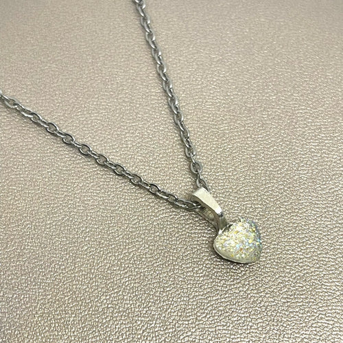 8mm White Druzy Heart Necklace