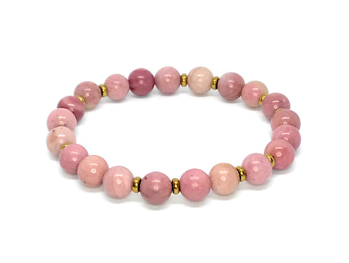 8mm Rhodonite & Gold Hematite Bracelet