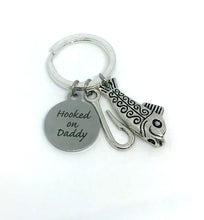 Load image into Gallery viewer, “Hooked on Daddy” Keychain (Stainless Steel)