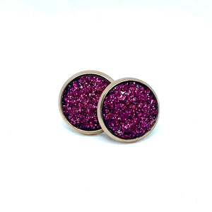 12mm Sangria Shimmer Druzy Studs