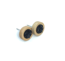 Load image into Gallery viewer, 8mm Black Druzy Studs