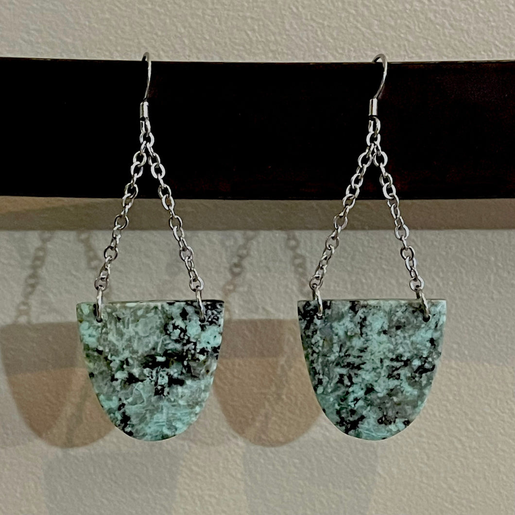 African Turquoise Drop Earrings (Surgical Steel)