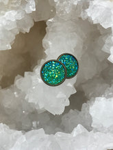 Load image into Gallery viewer, 12mm Green Druzy Studs