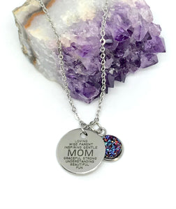 MOM Word Collage 3-in-1 Necklace (Stainless Steel)