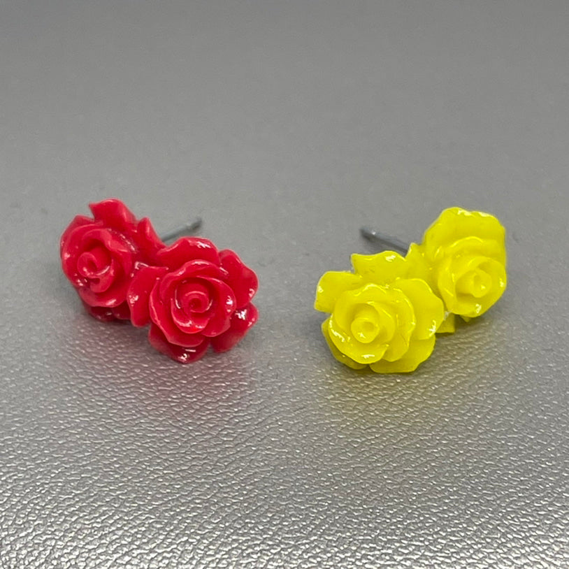 Rose Stud Set in Rose & Yellow (Stainless Steel)