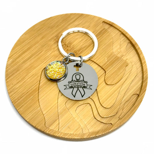 Sarcoma and Bone Cancer Survivor Research Keychain (Stainless Steel)