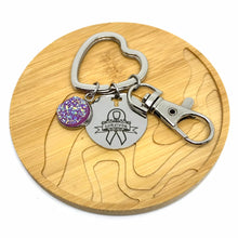 Load image into Gallery viewer, Pancreatic Cancer Survivor Research Keychain (Stainless Steel)