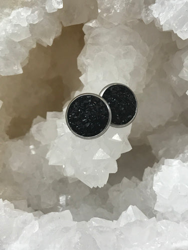 12mm Black Druzy Studs
