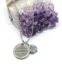GRANDMA Word Collage 3-in-1 Necklace (Stainless Steel)