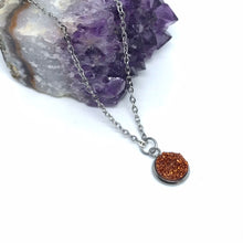 Load image into Gallery viewer, Pumpkin Spice Latte Druzy Necklace (Stainless Steel)