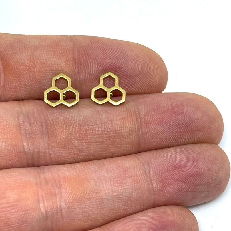 Gold Honeycomb Studs (Stainless Steel)
