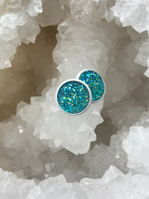 Load image into Gallery viewer, 12mm Lake Blue Druzy Studs