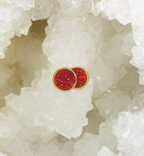 Load image into Gallery viewer, 8mm Red Druzy Studs