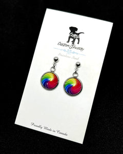 12mm Rainbow Swirl Drop Studs