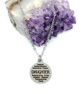 DAUGHTER Word Collage Necklace (Stainless Steel)